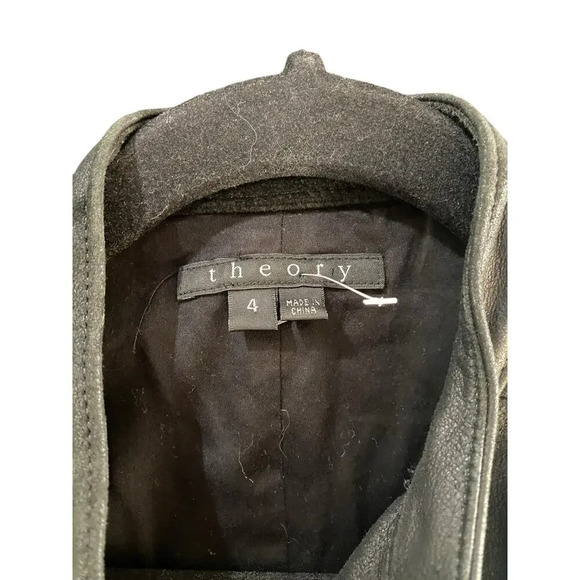 Theory Assymetrical Leather Silk Tweed Rainbow Moto Jacket Size 4 - Picture 6 of 7